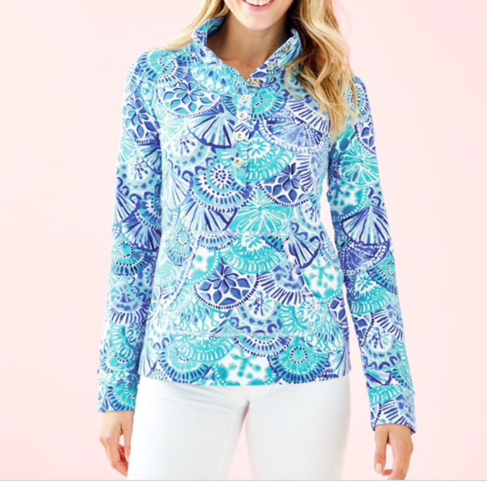 Lilly Pulitzer Captain popover Turquoise Oasis Half Shell size Medium